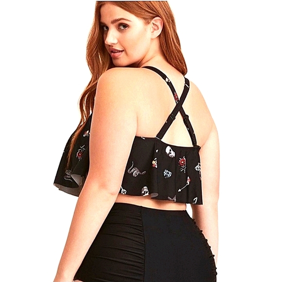 Torrid snakes and keys ruffle bikini top - Picture 2 of 4